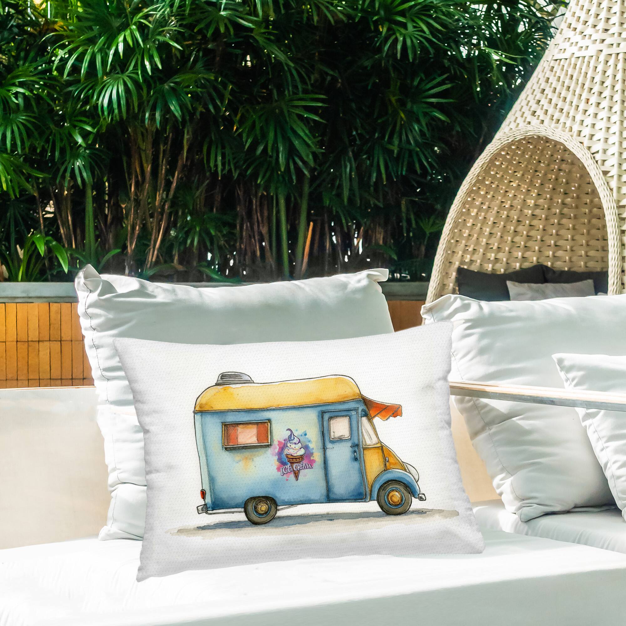 Stupell Industries 14" x 20" Retro Ice Cream Truck Outdoor Print Throw Pillow